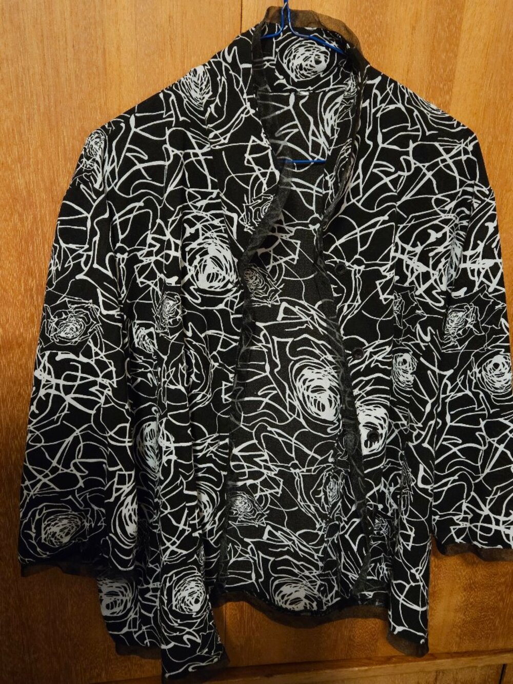 Organza trimmed 3/4 sleeve jacket 1X